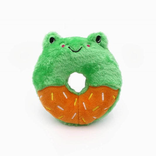 Zippy Paws Donutz Buddy Plush Squeaker Dog Toy - Frog 