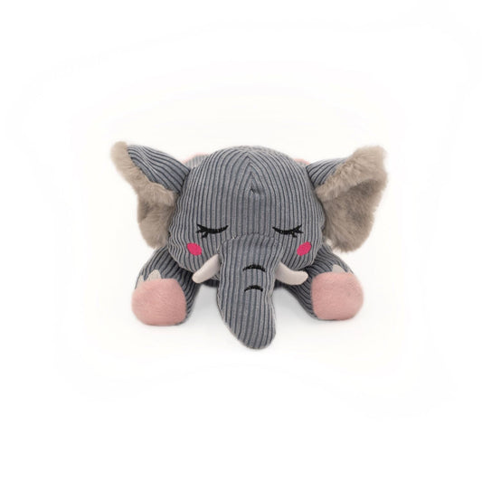 Zippy Paws Snooziez with Silent Shhhqueaker Plush Dog Toy - Elephant 