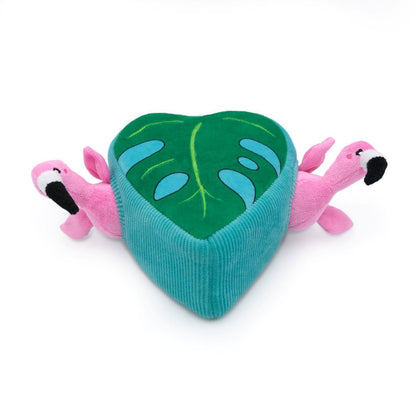 Zippy Paws Zippy Burrow Interactive Dog Toy - 3 Flamingos in Monstera Leaf