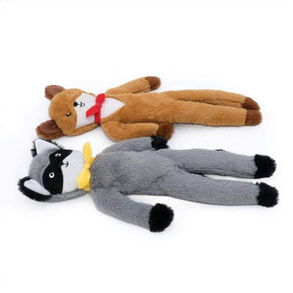 Zippy Paws Fluffy Peltz Plush Squeaker Dog Toy - Raccoon & Chipmunk 2-Pack