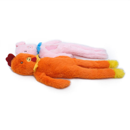 Zippy Paws Fluffy Peltz Plush Squeaker Dog Toy - Chicken & Pig  2-Pack