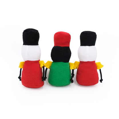 Zippy Paws Holiday Miniz Plush Squeaker Dog Toys - Nutcracker 3-Pack