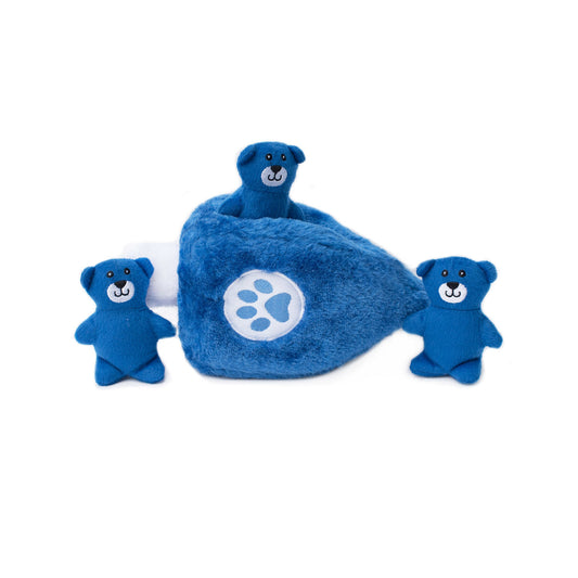 Zippy Paws Hanukkah Burrow Interactive Squeaker Dog Toy - Dreidel Blue Bears