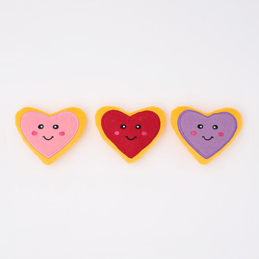 Zippy Paws Valentine's Miniz 3-Pack - Heart Cookies