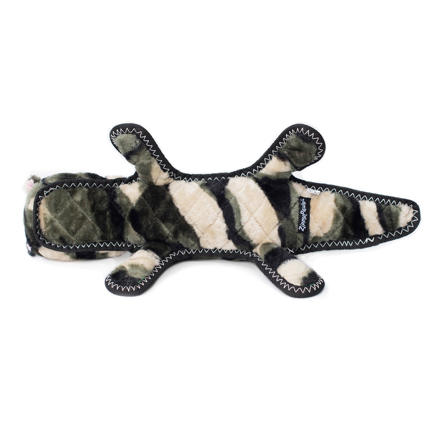 Zippy Paws Grunterz Plush Z-Stitch Dog Toy - Cameron the Camo Gator