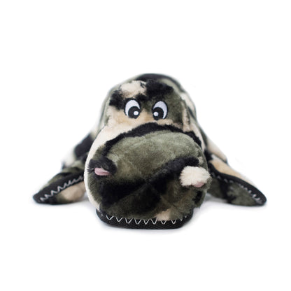 Zippy Paws Grunterz Plush Z-Stitch Dog Toy - Cameron the Camo Gator